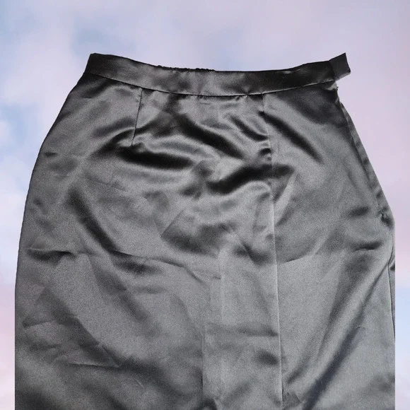 Vintage 90s Dave & Johnny Black Long Formal Maxi Front Slit Gothic Vampy Skirt - Picture 2 of 8